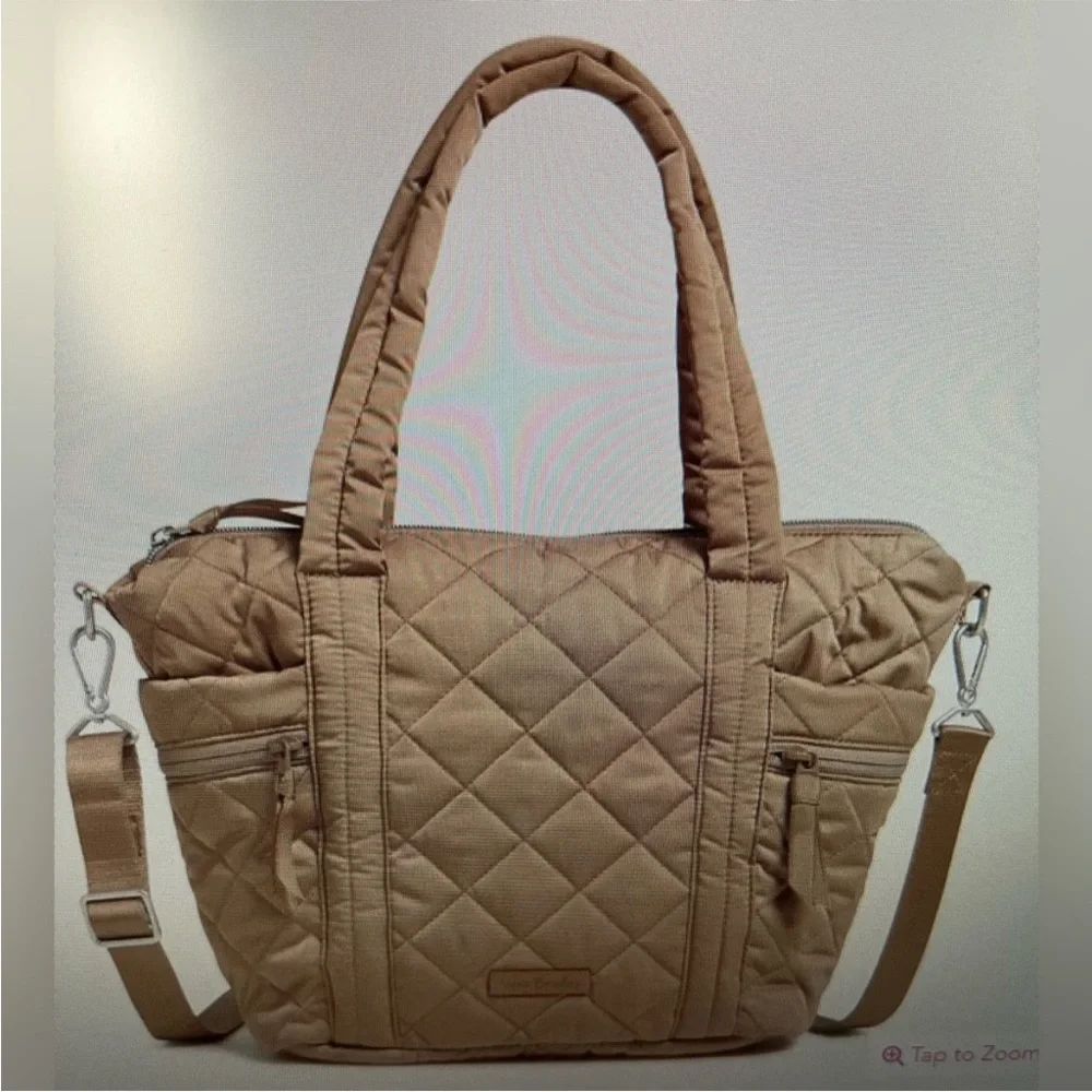 Vera Bradley Performance Twill Small Multi Strap Tote Bag Meadowlark Tan Puffer - Picture 4 of 11